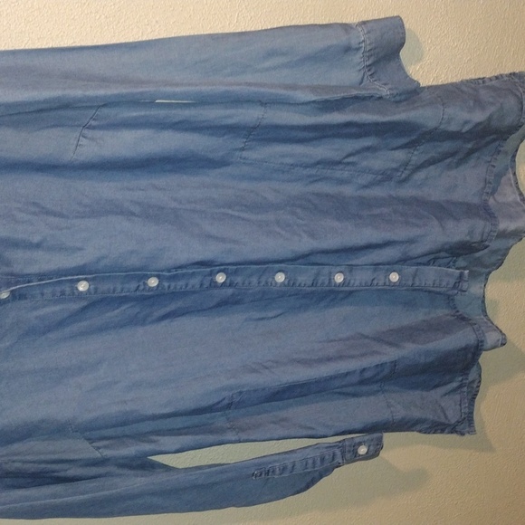 J Jill Denim Dress/Tunic Length Button Down Chambray Long Sleeve S - Picture 3 of 6